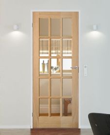 puerta interna en madera y vidrio
