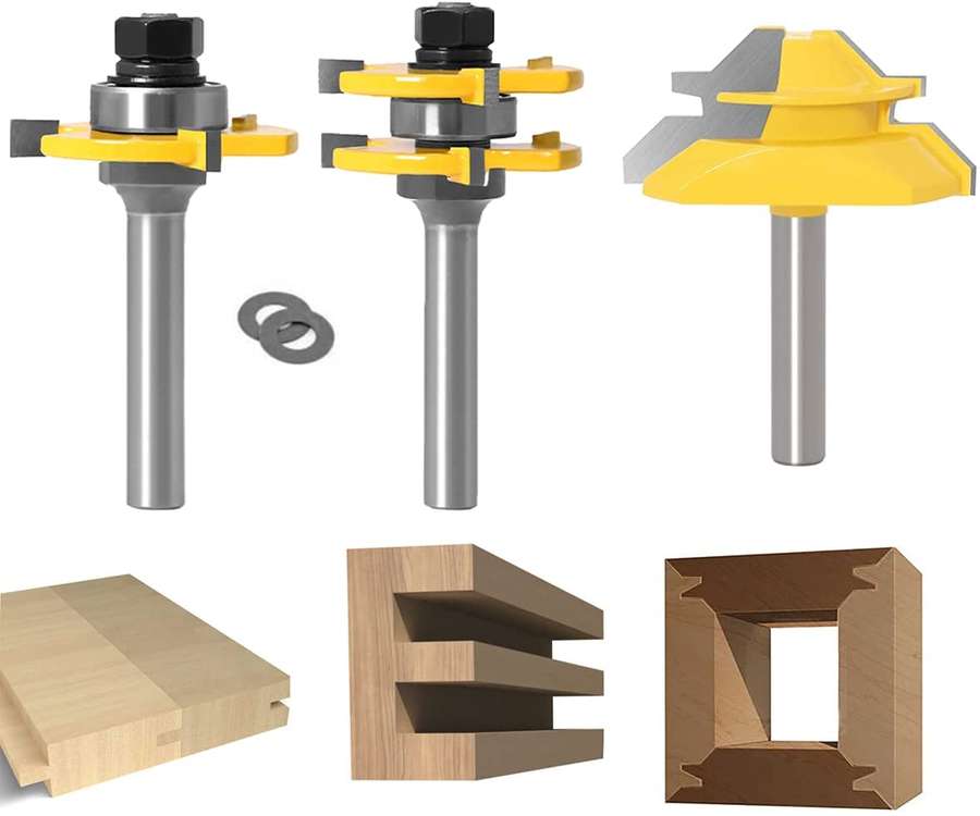 Ejemplo de cortadores de madera de varios tipos para las juntas.