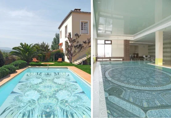 Diseño de piscina con mosaicos de vidrio de Glassdecor